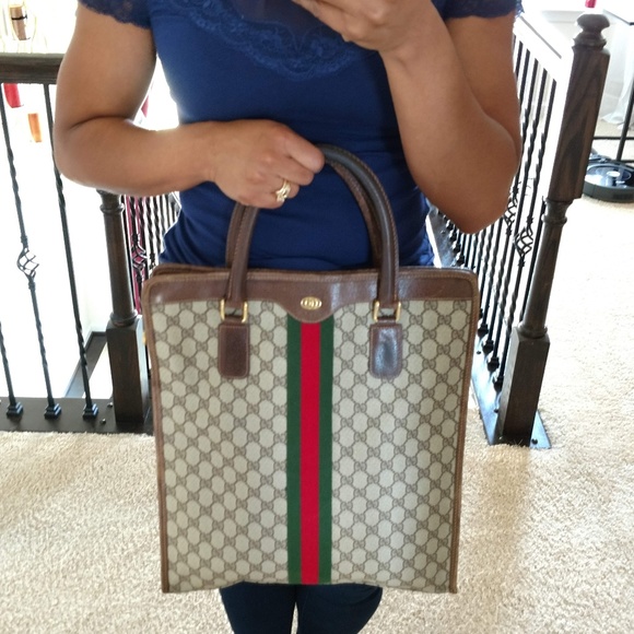 Gucci Handbags - Brown Large Vintage Gucci Shopper Tote Handbag